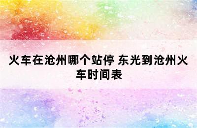 火车在沧州哪个站停 东光到沧州火车时间表